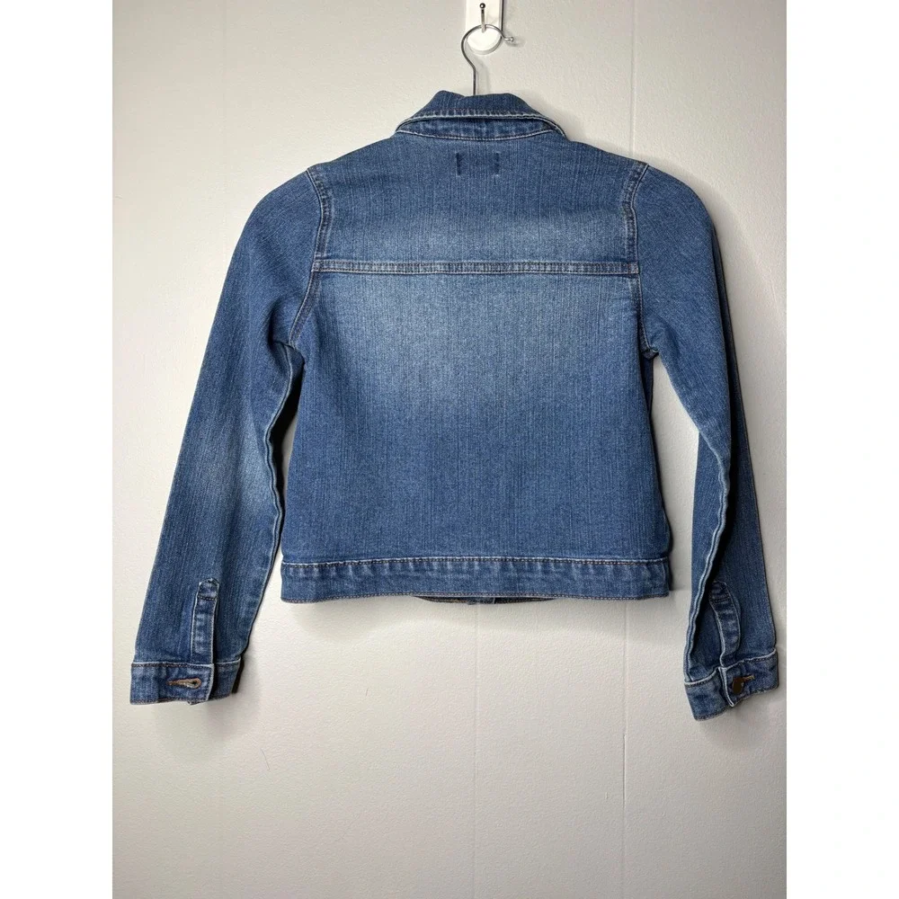 Childrens Place‎ Girls Denim Jacket Medium Wash Blue Heart Buttons Size L 10 12